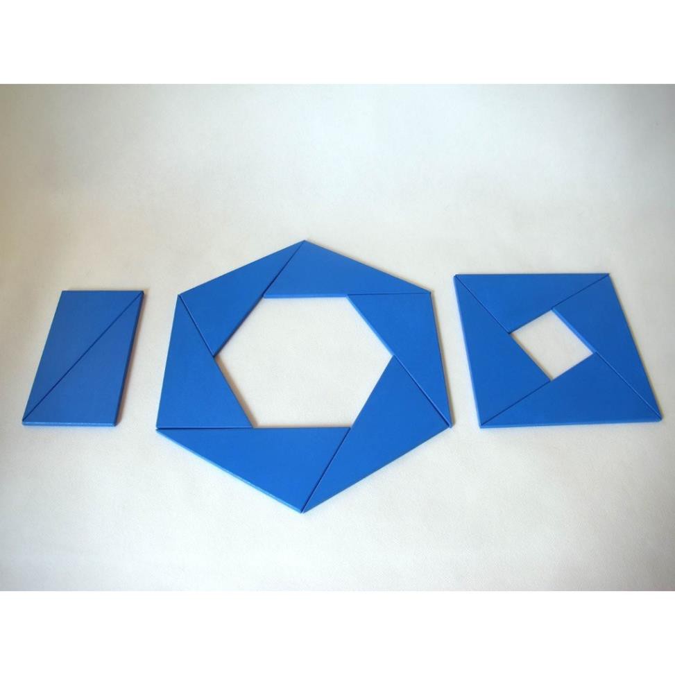 Giáo cụ Montessori - Hộp đựng các hình tam giác vuông màu xanh - Box of Blue Triangles