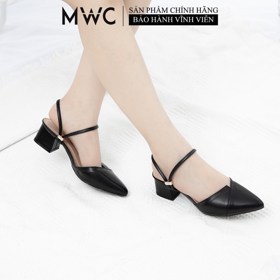 Giày MWC 3816 - Giày Cao Gót Đế Vuông 5CM Bít Mũi Quai Hậu
