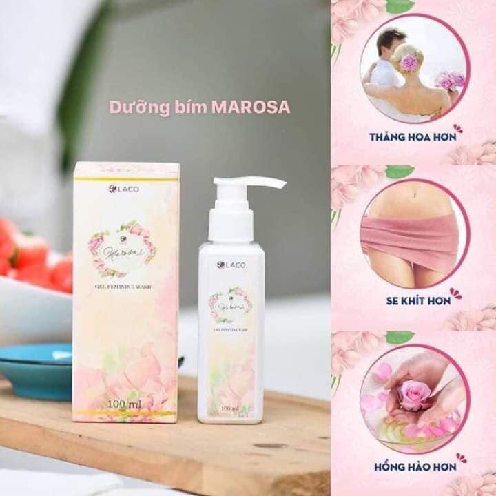 Dung dịch vệ sinh phụ nữ Marosa Laco - Organic Hữu Cơ chiết xuất Hoa Hồng tươi 125ml