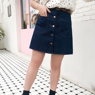 Chân váy bò cúc giữa cho người béo mập - CVBEO043