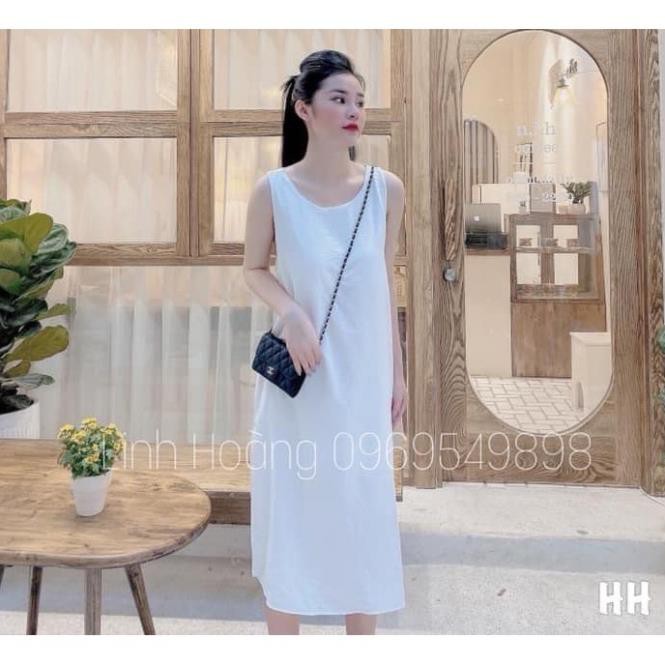 Váy maxi nữ 2 dây shynstores bản to đan chéo lưng form rộng chất đẹp màu trắng 💓