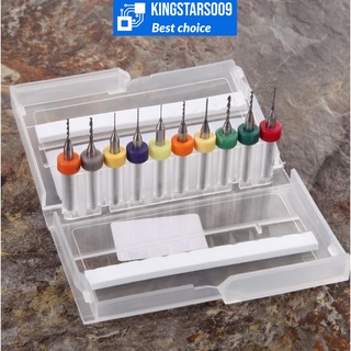 Mũi Khoan PCB Tungsten Carbide 0.3–1.2mm 10 Chi Tiết | Bộ Mũi Khoan CNC Khắc Mạch In 1/8” Shank Siêu Cứng