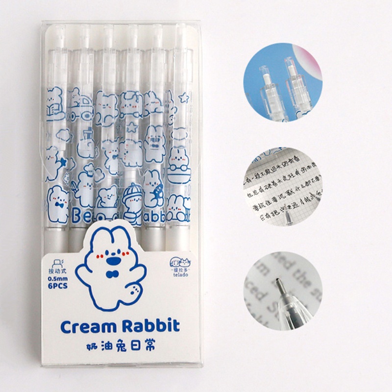 Bộ 6 Cây Bút Mực Gel Màu Đen Ngòi 0 5mm Có Thể Thu Gọn Tiện Dụng