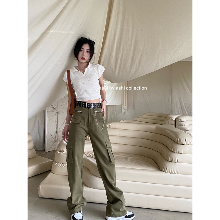 Porozi  Áo thun dệt kim  mỏng tay ngắn cổ polo thời trang Hàn Quốc dành cho nữ