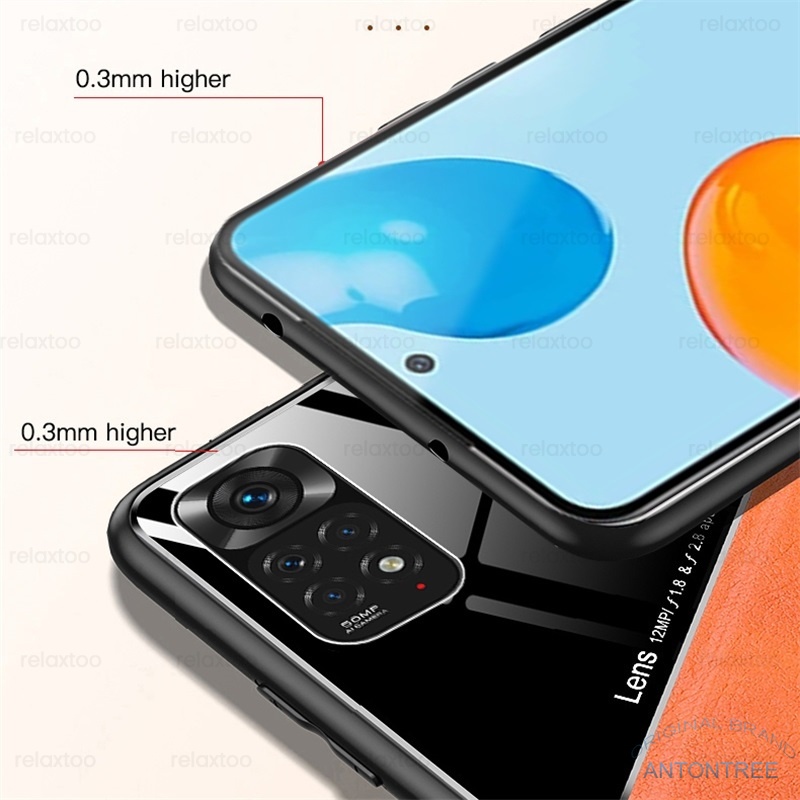 Ốp Điện Thoại Mặt Gương Phối Da Cho Xiaomi Redmi Note 11s 11 Pro 5G