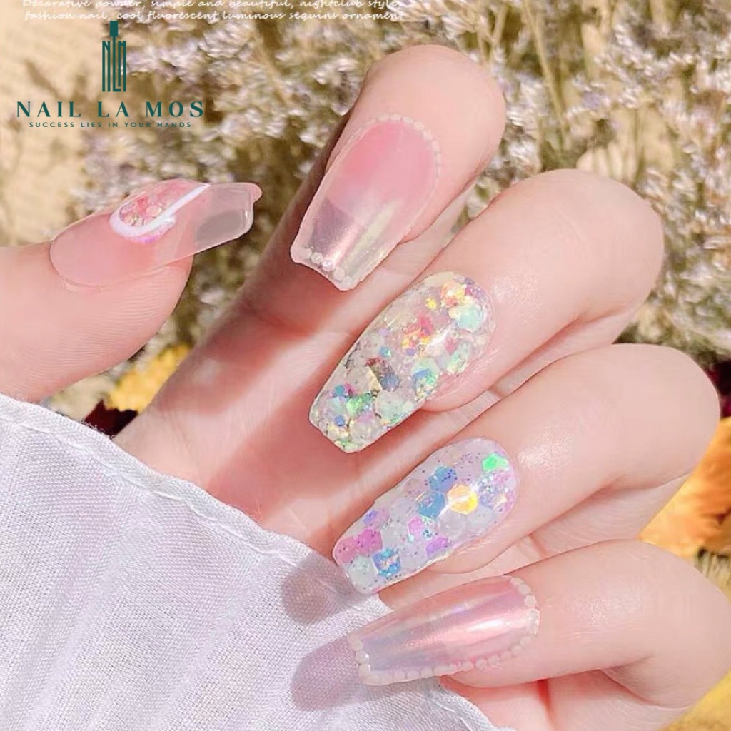 Set 6 hũ nhũ kim tuyến dạ quang đủ màu - nhũ nails phát sáng đắp ẩn gel phong cách Hàn Nhật