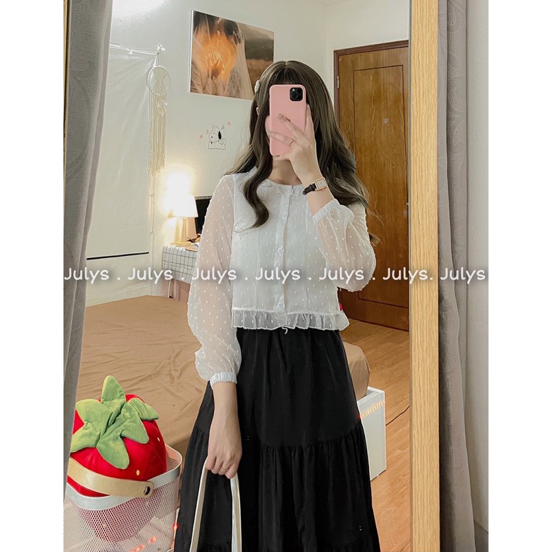 [Mã WASKT304 giảm 15% tối đa 30K đơn 99K] Áo babydoll voan chấm bi (ảnh THẬT TỰ CHỤP ) | BigBuy360 - bigbuy360.vn