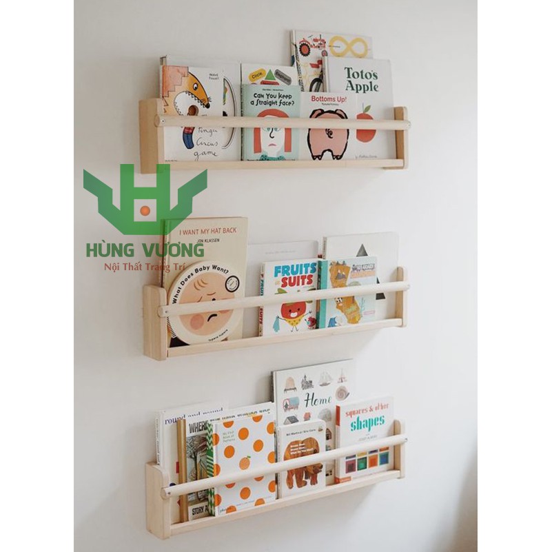 Giá để sách, tạp chí (1 Kệ 55x10cm) - Kệ Trang Trí Treo Tường Gỗ Thông DIY