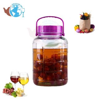 Bình ngâm rượu 8 lít thủy tinh nắp tím (không vòi)