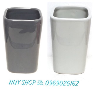 CHẬU GỐM SỨ VUÔNG TRỒNG CÂY TIỂU CẢNH (KHÔNG CÓ LỖ THOÁT NƯỚC)