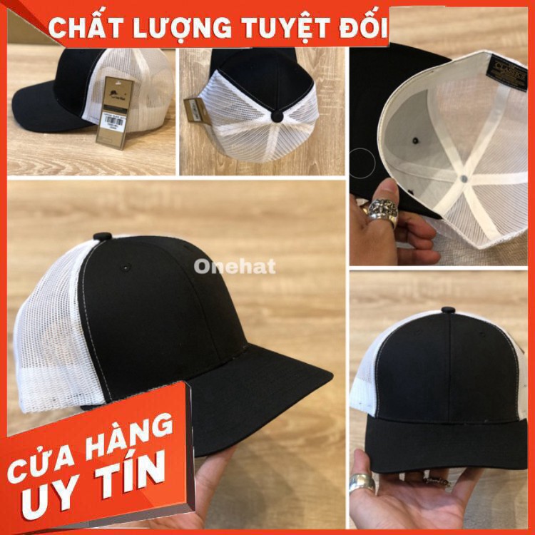 Nón lưỡi trai lưới trắng vải đen vnxk