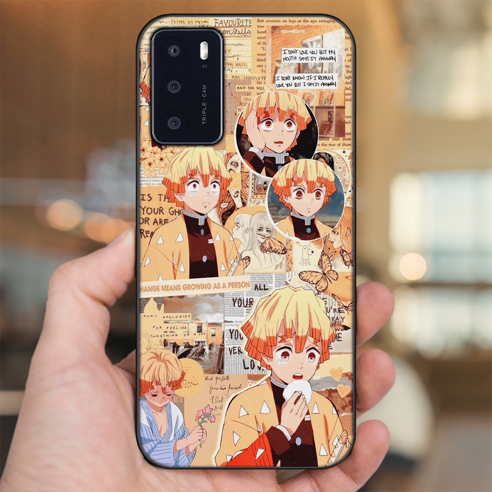 Ốp lưng Oppo A16 viền đen in hình Zenitsu Kimetsu no Yaiba