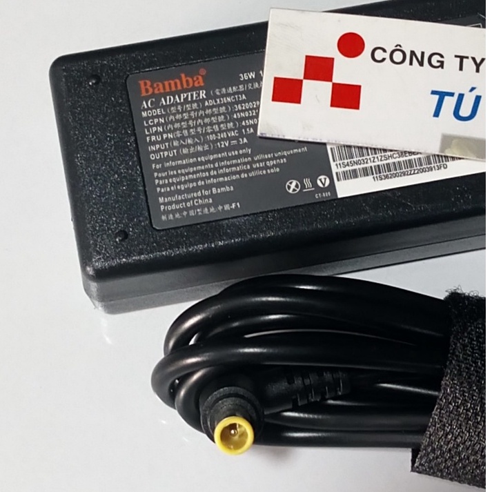 Bộ chuyển nguồn Adapter màn hình LCD LG: 12V - 3A - Chuẩn đầu LG (6.0mm X 4.0mm)