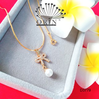 Dây chuyền mặt nơ trái châu dây mì khóa tròn thiết kế cao cấp Orin D3779 đẳng cấp