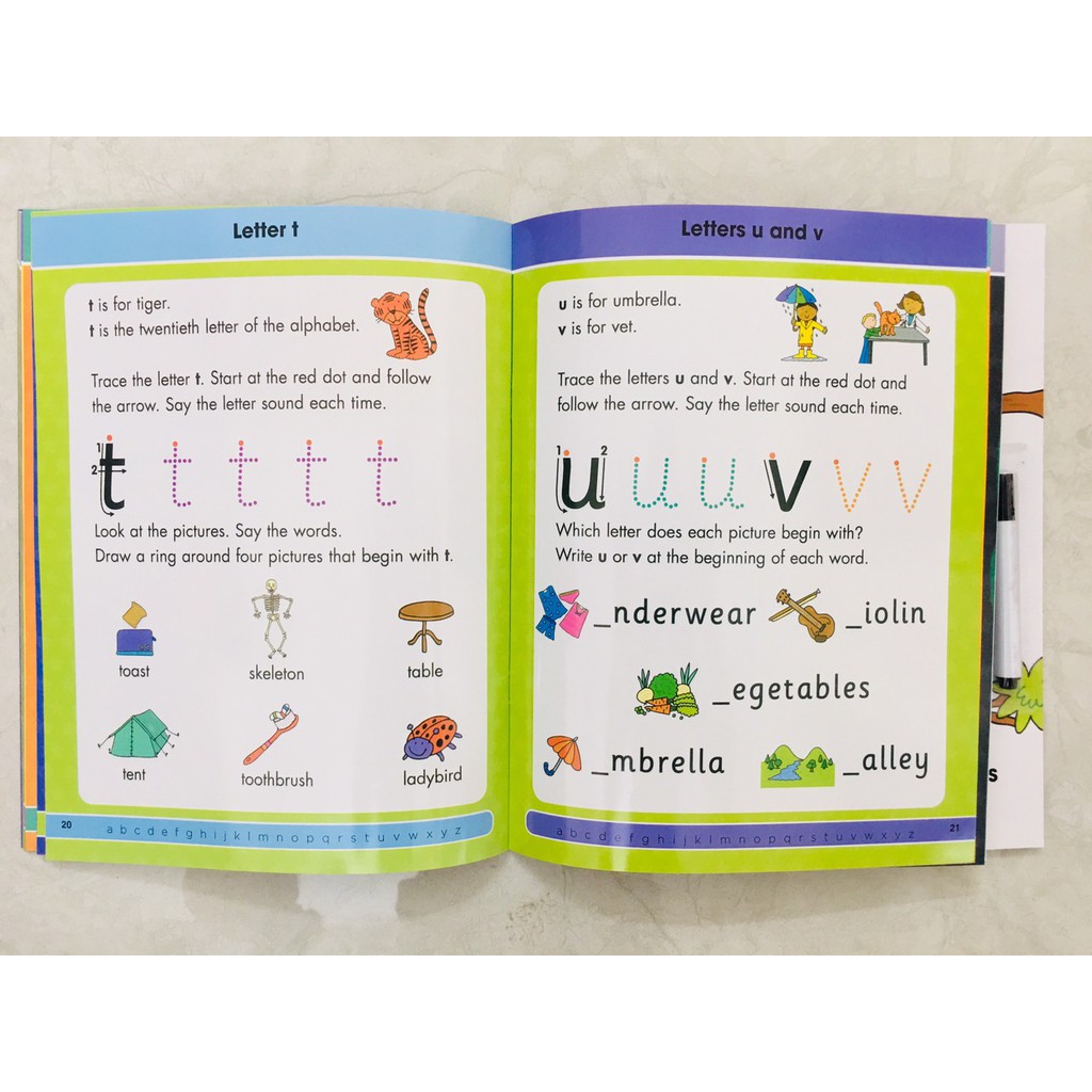 Sách: Tập viết cho trẻ 3 đến 6 tuổi - Wipe Clean Maths - Alphabet