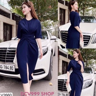 (XẢ KHO) Váy sơ mi xanh dáng dài thiết kế thắt eo