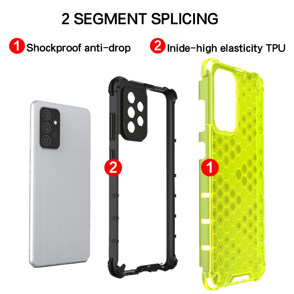 Ốp Điện Thoại PC Cứng Chống Sốc Họa Tiết Tổ Ong Trong Suốt Cho Samsung Galaxy A12 A22 A22s A32 A42 A52 A52s A72