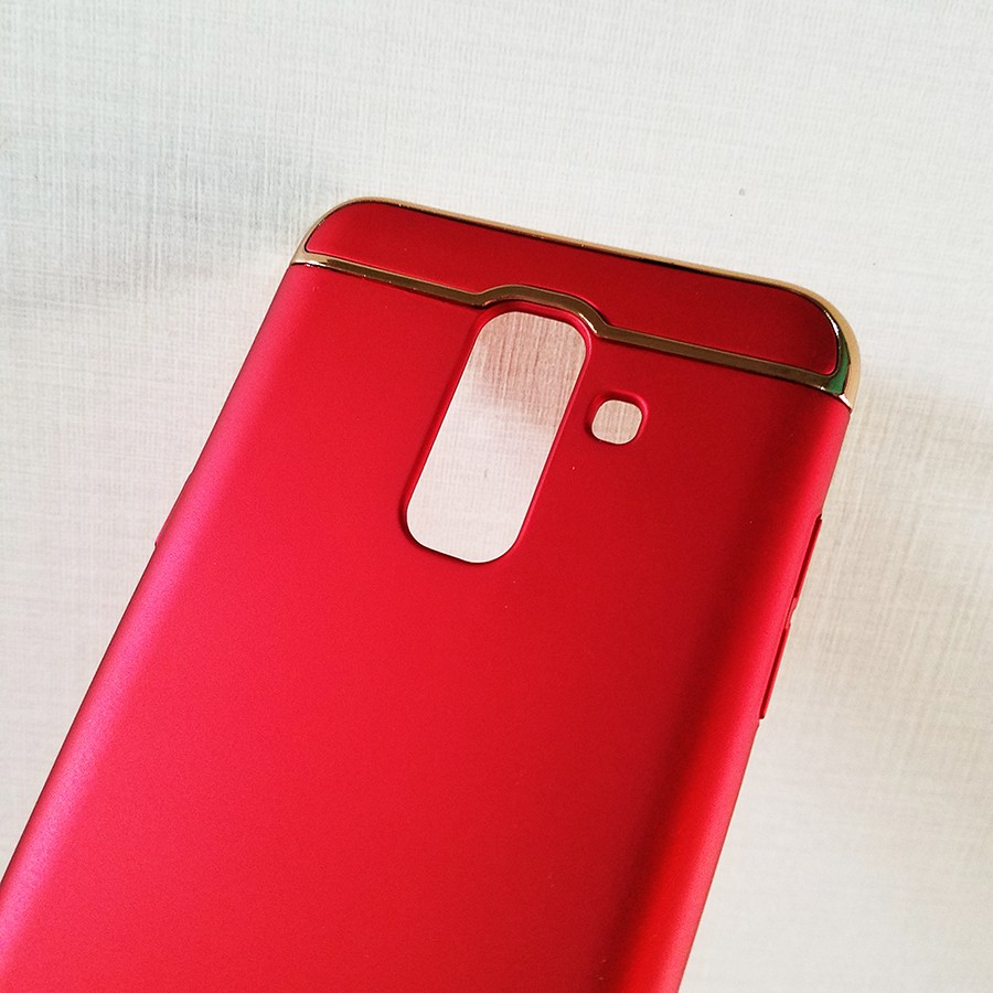 Ốp lưng 3 mảnh thời trang Galaxy A6 Plus tặng kính cường lực (Đỏ)