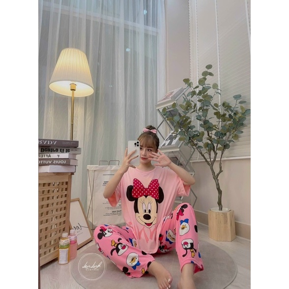 Set bộ thun mặc nhà cho nữ 3D hoạt hình thú mỏ vịt cực cute, quần áo giá rẻ