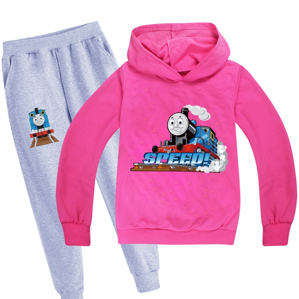 Bộ Đồ Gồm 2 Món Áo Hoodie Tay Dài In Họa Tiết Hoạt Hình Thomas + Quần Dành Cho Trẻ Em