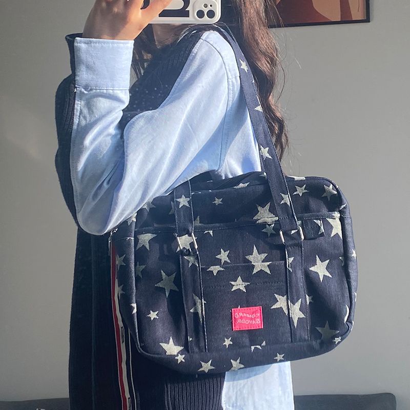 Túi Xách Vải Canvas Thiết Kế Cỡ Lớn Phong Cách Retro Nhật Bản Cao Cấp Cho Nữ