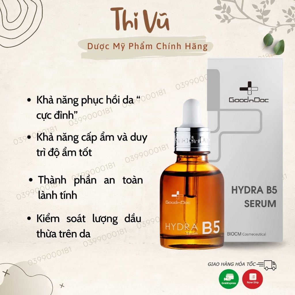 (Nhập khẩu) Serum GoodnDoc Hydra B5 Tinh chất cấp ẩm phục hồi da cấp nước cho da dầu mụn khô nhạy cảm - Thi Vũ