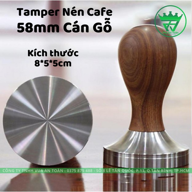 Tamper Cán Gỗ Nén Cà Phê 58mm Kích thước 8*5*5cm