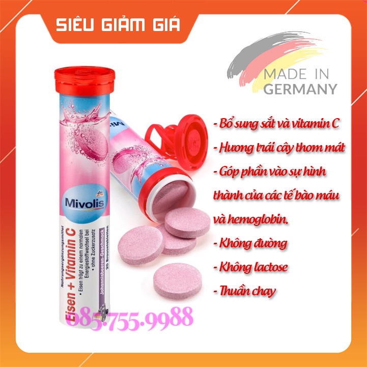 Viên Sủi Mivolis Vitamin C - Hỗ trợ tăng cường hệ miễn dịch 20 Viên của ĐỨC, Đủ Bill