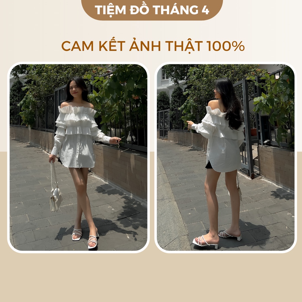 Áo Trễ Vai Xếp Ly Vải Kate Co Giãn TIỆM ĐỒ THÁNG 4 CALL SHIRT