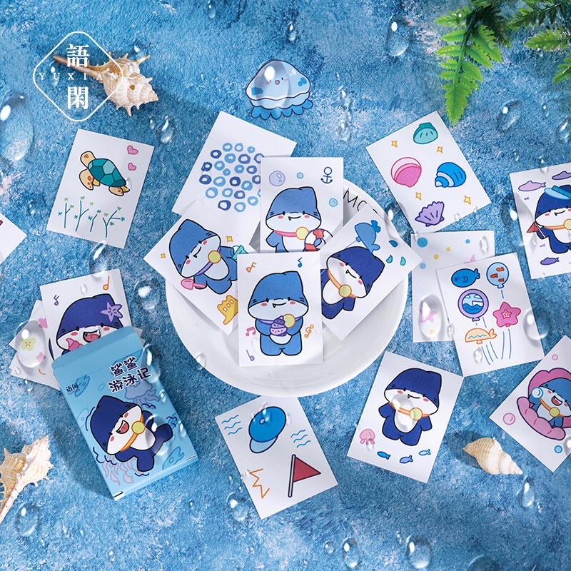 Sỉ Set 300 hình dán sticker biển xanh (6 hộp)