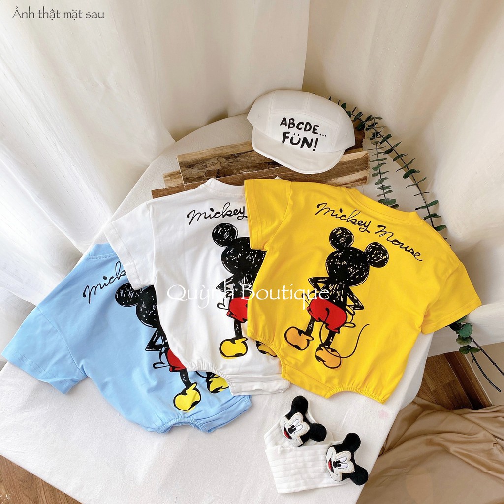 Quần áo trẻ em  [ QUỲNH BOUTIQUE ] bodysuit Mickey cộc tay (Vàng, xanh, Trắng)