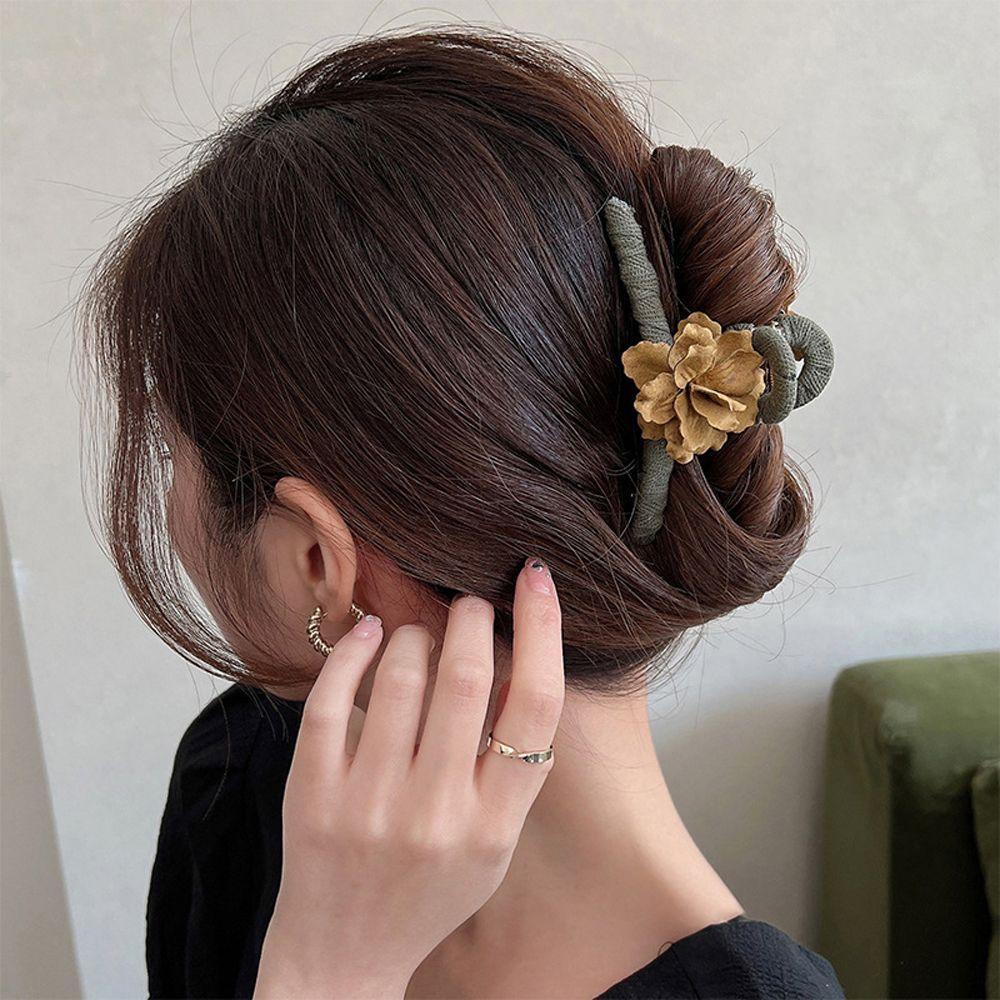 Kẹp Tóc Đuôi Ngựa Lớn Hình Hoa Hồng Thanh Lịch Cho Nữ Giá Đỡ