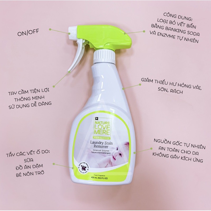 (Thần kỳ luôn) Chai xịt tẩy ố quần áo trẻ em Nature Love Mere 400ml