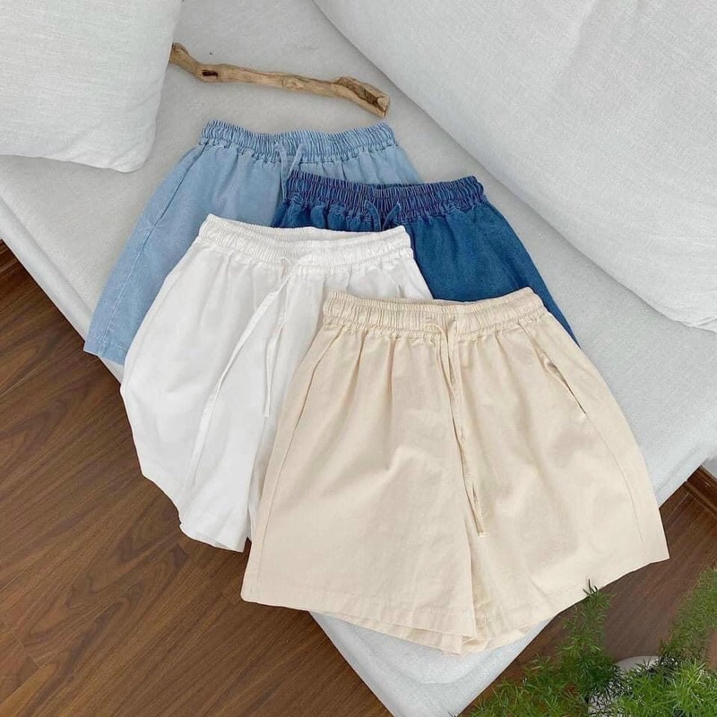 Quần Đùi Nữ , Quần Sooc Jeans Cạp Chun Mềm Mát Form Xuông Rộng Nhiều Màu Cho Nữ - Nhà Cam