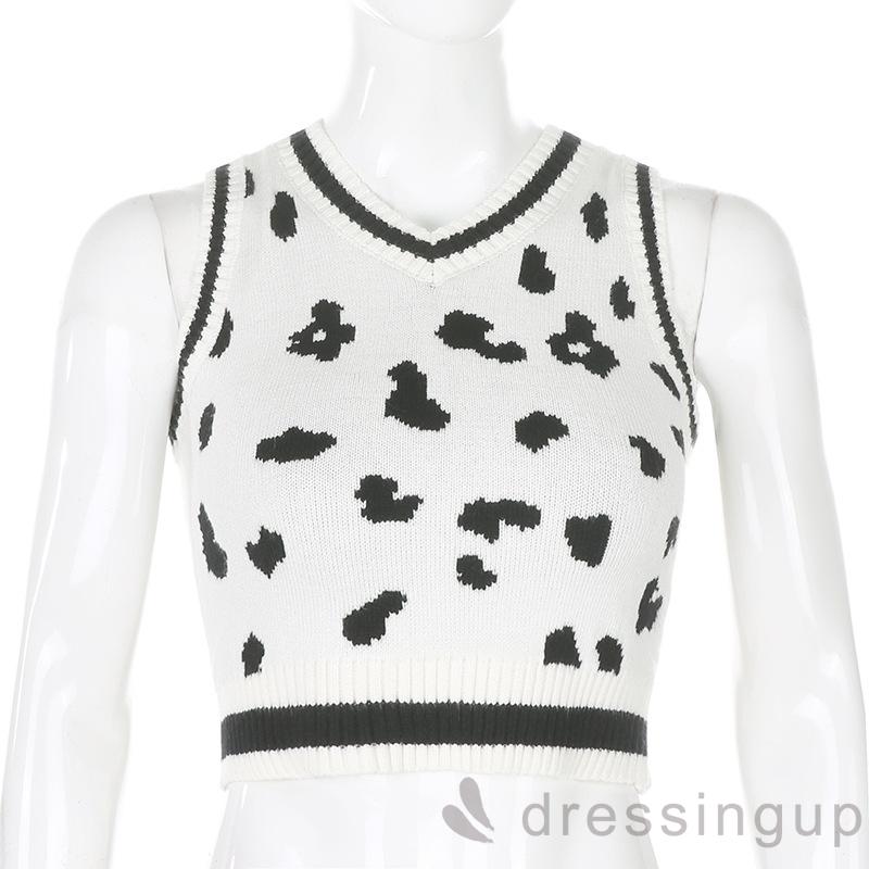 Áo Nữ Không Tay Cổ Chữ V Họa Tiết Da Bò Thời Trang | BigBuy360 - bigbuy360.vn