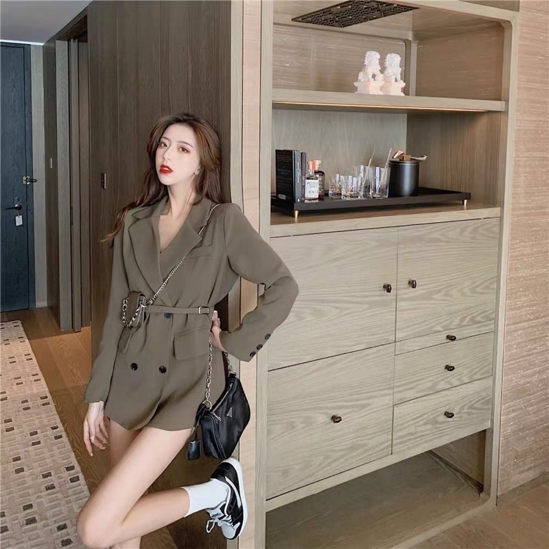 Áo khoác blazer nữ kèm đai túi mini [HÀNG ĐẶT TRƯỚC]