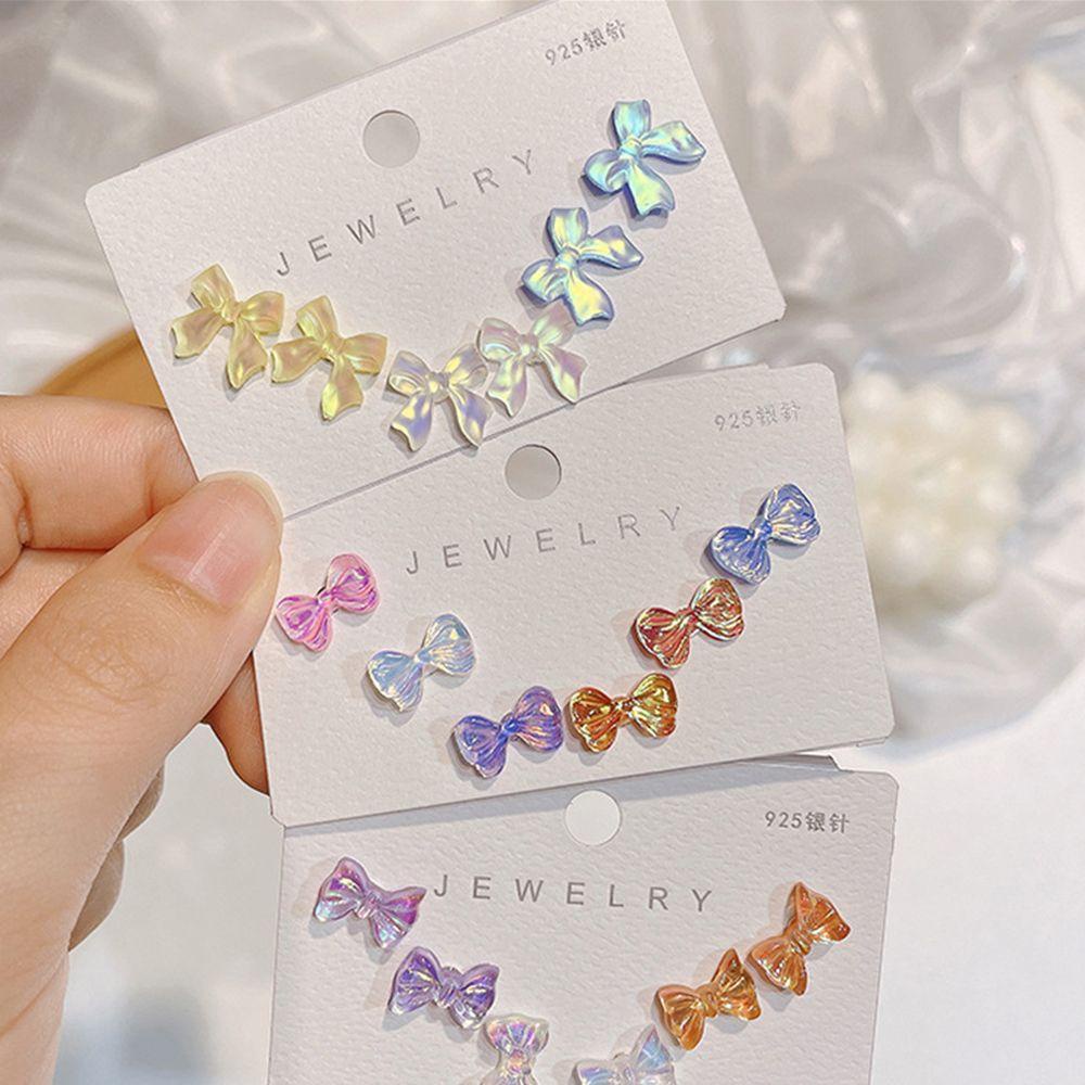 QQMALL Set 3 Đôi Bông Tai Hình Học Màu Sắc Thời Trang Dành Cho Nữ