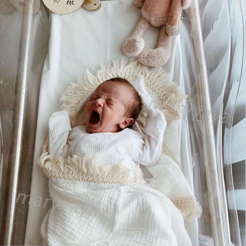 Chăn Quấn Tua Rua Chất Liệu Cotton Cho Bé