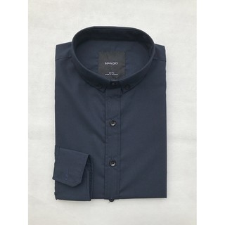Sơ mi hộp tay dài màu xanh đen MANGO slimfit - ĐẲNG CẤP HÀNG HIỆU