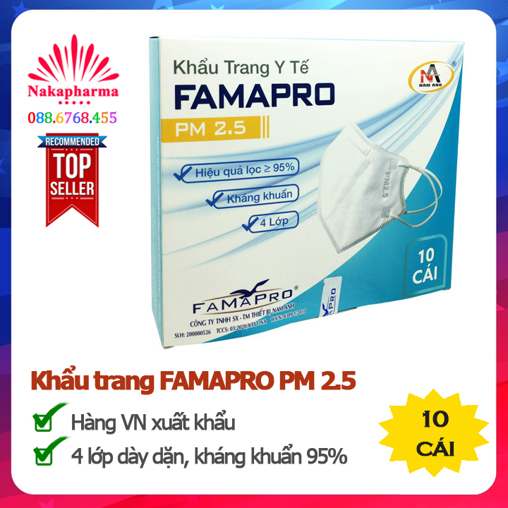 ✅ Khẩu trang kháng khuẩn FAMAPRO PM 2.5 – Hàng VN xuất khẩu, lọc khuẩn và bụi mịn ≥95% , ngừa bệnh truyền nhiễm PM2.5