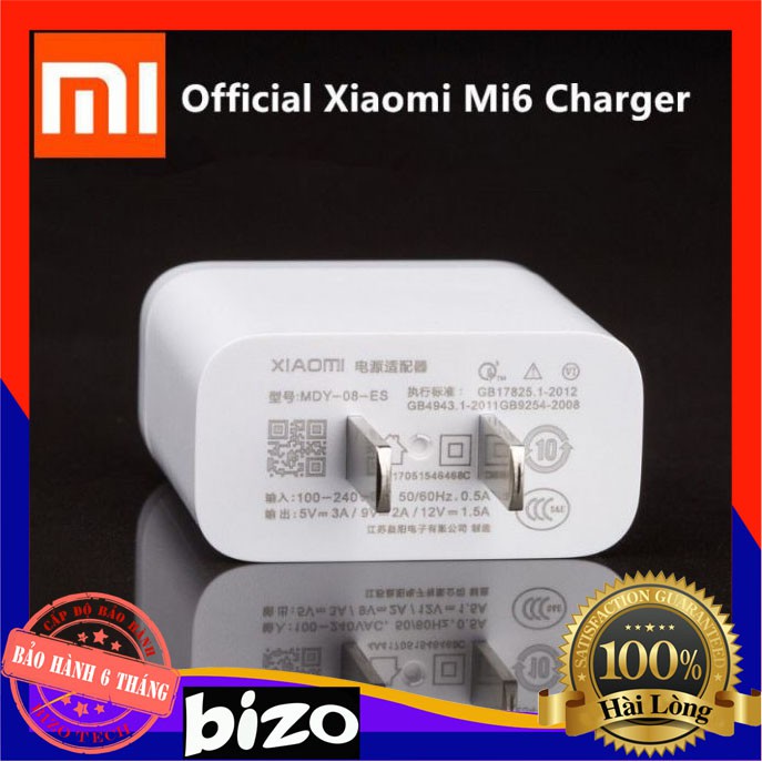 Củ sạc nhanh Quick Charge 3.0, cốc sạc xiaomi zin hãng 5V-3A MYD-08-ES