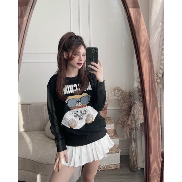 Áo nỉ moschino thêu gấu