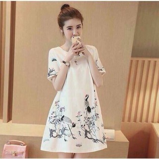 Đầm oversize in hình chim - mã 2886