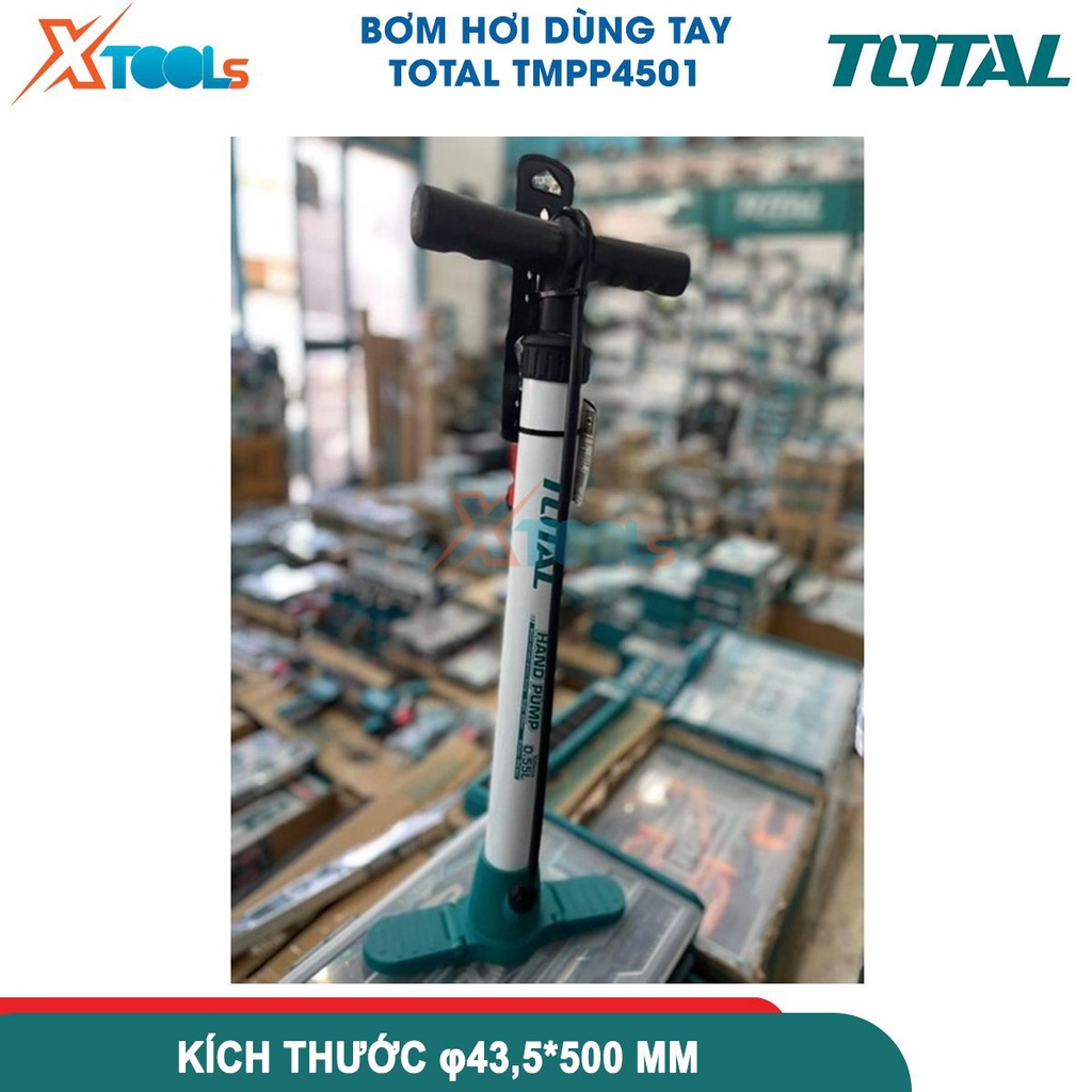 Máy bơm hơi Total TMPP4501, bơm hơi dùng tay, ống nhựa áp suất cao ống thép, Đế nhựa kích thước φ43,5 * 500mm - XTOOLS