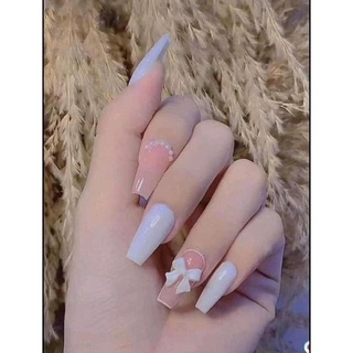 Nailbox hồng thạch gắn nơ ngọc