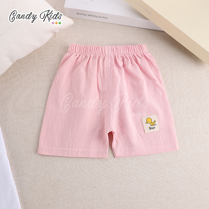 Quần Short Cotton Màu Trơn Kiểu Hoạt Hình Xinh Xắn Cho Bé 1-7 Tuổi