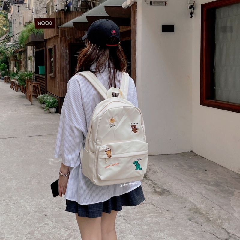 BL150-151/[Hàng Mới Về] Balo Thời Trang Thêu Hoạt Hình Dễ Thương Đi Học Đi Chơi