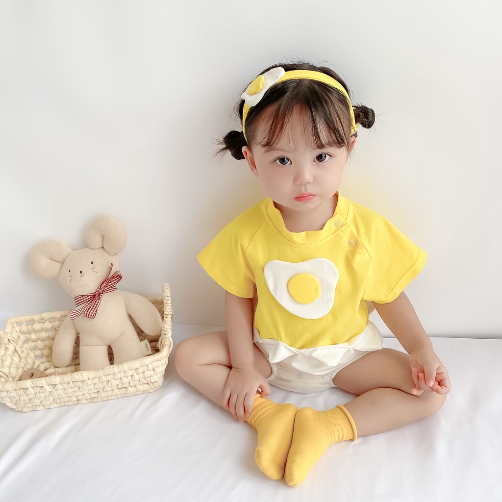 Bộ áo liền quần + băng đô đáng yêu cho bé mới sinh