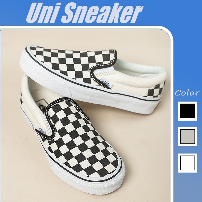Giày Vans Caro Lười Nam Nữ, Giày Vans Caro Lười Thể Thao Hàng Đẹp Full Box