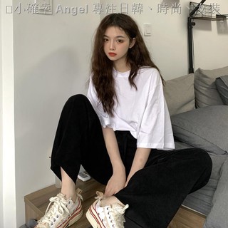 Set Áo Thun Tay Ngắn Dáng Rộng + Quần Dài Lưng Cao Ống Rộng Cá Tính Cho Nữ